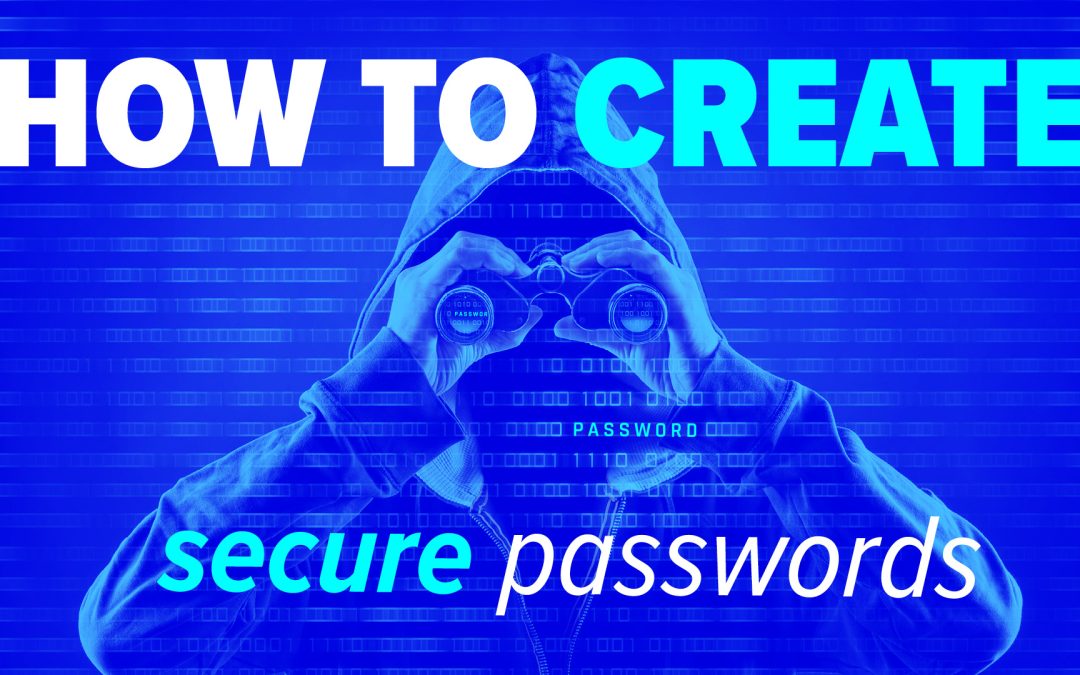 Hacker using binoculars to spy on password in code overlay - illustrating critical password security best practices for business protection.